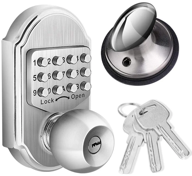 Main image of Elemake Keyless Entry Door Knob Lock Deadbolt Keypad Mechanical Stainless Steel (Pass Code + Key, Higher Security)
