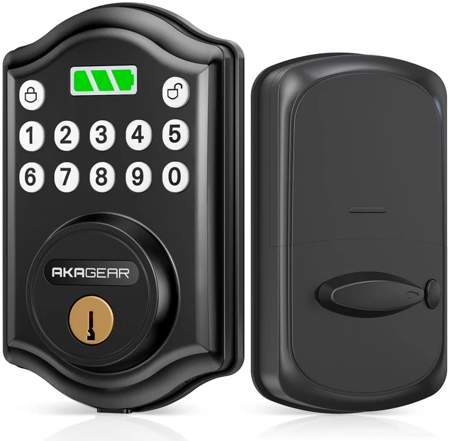 Main image of Keyless Entry Door Lock, Keypad Deadbolt, Matte Black | Electronic Keypad Lock, 300 PIN Codes, Auto Lock, Anti-Peeping Password, Low Battery Alarm, Battery Power Indicator
