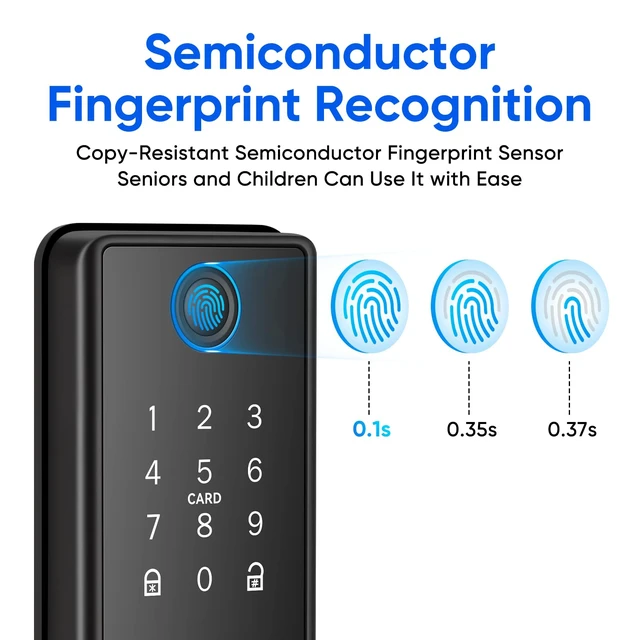 Alt view image 4 of 7 - Smart Keypad Door Lock, Keyless Entry Digital Lock with APP/Watch Control | Fingerprint Touchscreen Keypad Auto Lock Deadbolt, Voice Unlock, Auto Left/Right Detection Easy Installation for Home, Doors