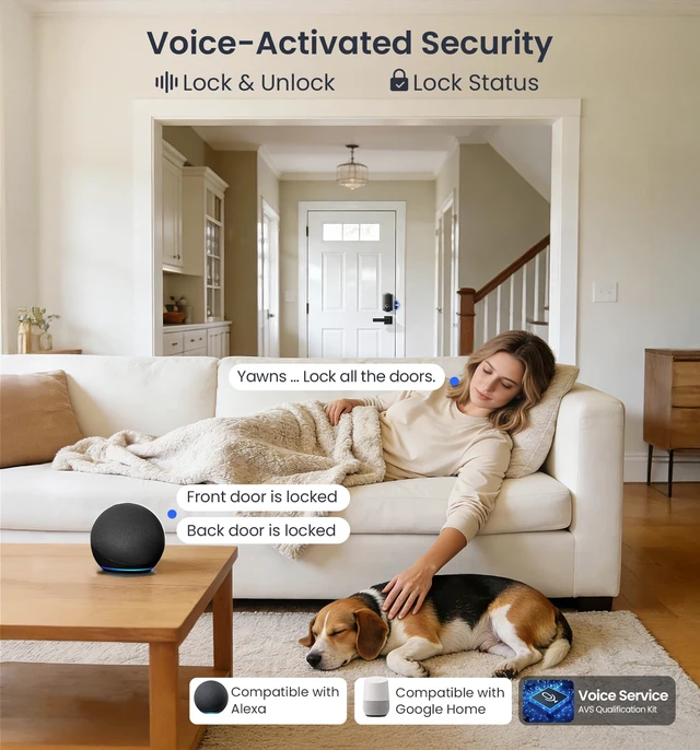 Alt view image 5 of 7 - VE012W WiFi Fingerprint Smart Lock for Front Door, Matte Black | App Remote, Built-in WiFi, Alexa & Google Compatible, Real-Time Alerts, Low Battery Alarm, Keyless Entry Keypad Deadbolt