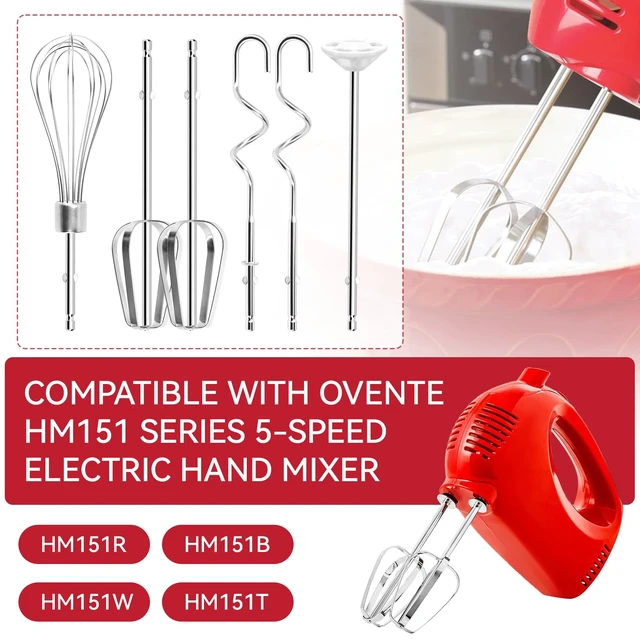 Alt view image 2 of 7 - Hand Mixer Beater Attachments for OVENTE 5-Speed HM151 Series Hand Mixer | Including Replacement Beaters, Whisk, Mixing Rod and Dough Hook, Stainless Steel Hand Mixer Accessories, Set of 6