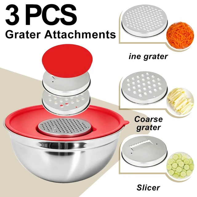 Alt view image 2 of 7 - 7-Speed Electric Hand Mixer,4 Large Stainless Steel Mixing Bowls Set | Handheld Mixers for Kitchen with Whisks Beater,Grater Attachments and Measuring Cup & Spoon