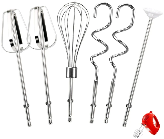 Main image of Hand Mixer Beaters Attachments for OVENTE 5-Speed Electric Hand Mixer HM151 Including Turbo Beater, Stainless Steel Whisk, Dough Hooks, Blending Rod Compatible with HM151R HM151W HM151B HM151T, 6 Pack