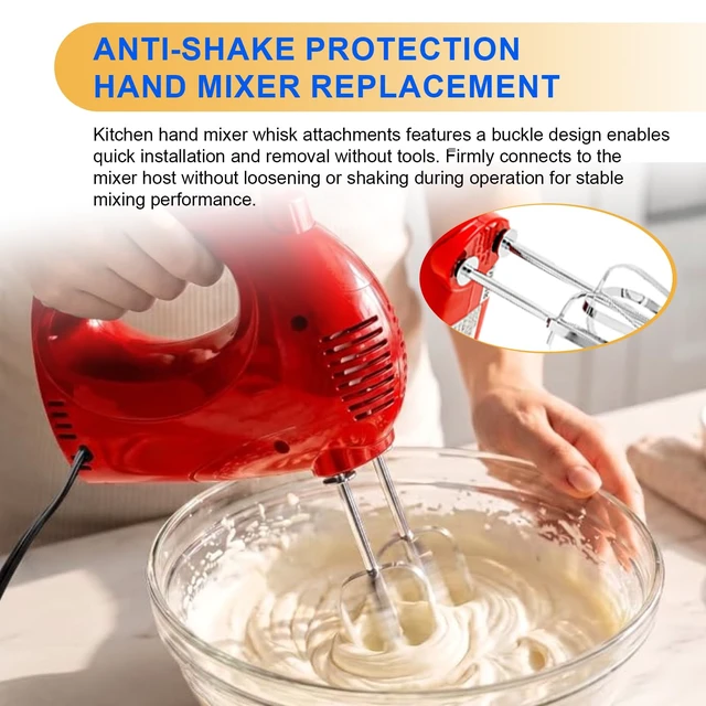 Alt view image 5 of 7 - Hand Mixer Beaters Attachments for OVENTE 5-Speed Electric Hand Mixer HM151 Including Turbo Beater, Stainless Steel Whisk, Dough Hooks, Blending Rod Compatible with HM151R HM151W HM151B HM151T, 6 Pack