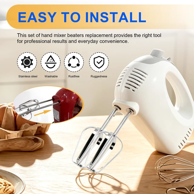 Alt view image 6 of 7 - Hand Mixer Beaters Attachments for OVENTE 5-Speed Electric Hand Mixer HM151 Including Turbo Beater, Stainless Steel Whisk, Dough Hooks, Blending Rod Compatible with HM151R HM151W HM151B HM151T, 6 Pack