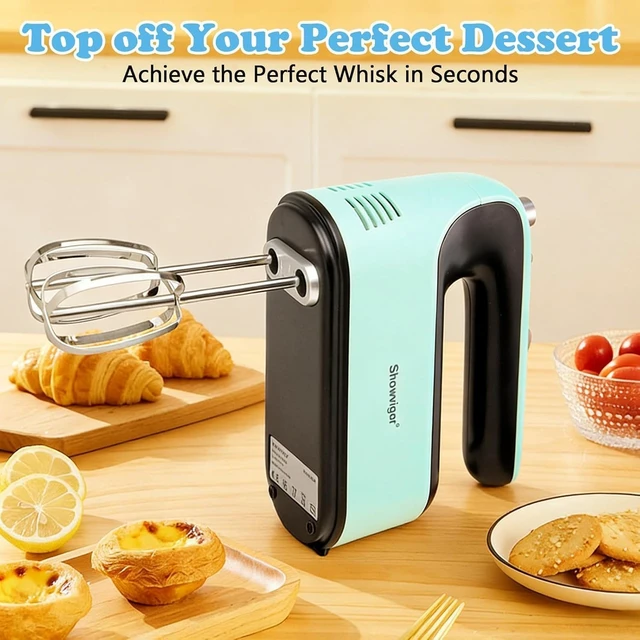 Alt view image 7 of 7 - Electric Hand mixer - Adjustable Speed 300W Handheld Mixer Electric Whisk with 5 Stainless Steel Accessories, Turbo Boost/Self-Control Speed + Eject Button Food Beater for Cakes Eggs