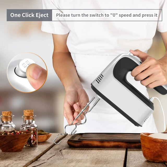 Alt view image 5 of 7 - 9-Speed Digital Hand Mixer Electric, 400W Powerful DC Motor, Hand Mixer Electric Handheld with Snap-On Storage Case, 5 Stainless Steel Accessories, Beaters, Dough Hooks, Whisk(Silvery Black)