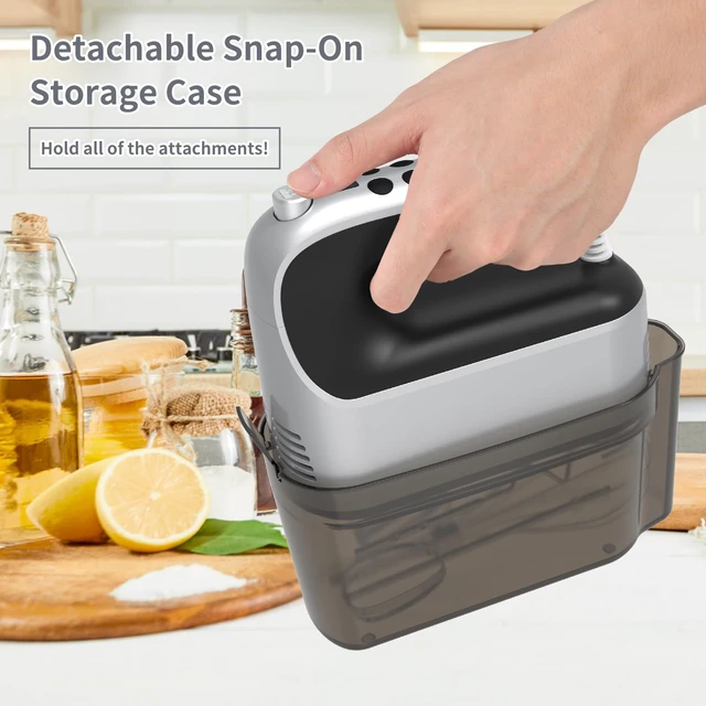 Alt view image 6 of 7 - 9-Speed Digital Hand Mixer Electric, 400W Powerful DC Motor, Hand Mixer Electric Handheld with Snap-On Storage Case, 5 Stainless Steel Accessories, Beaters, Dough Hooks, Whisk(Silvery Black)