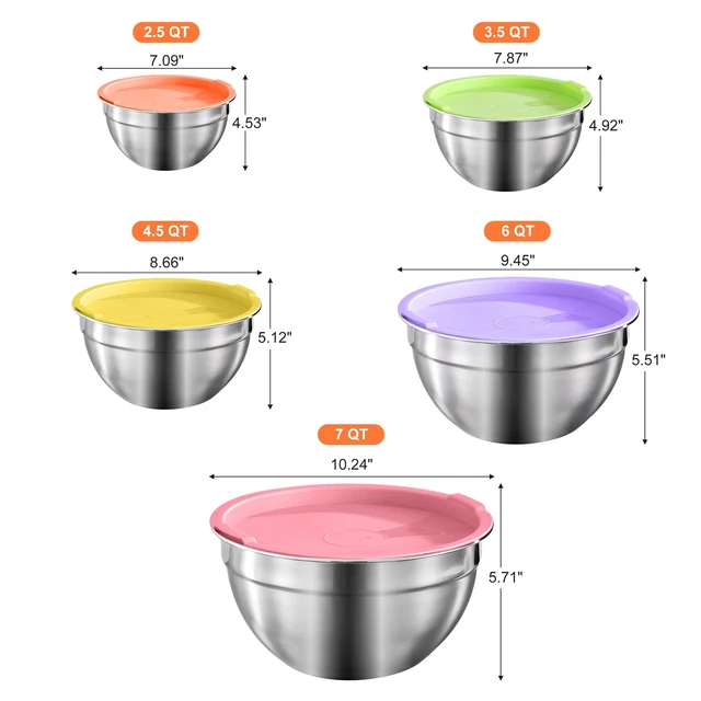 Alt view image 5 of 6 - 7-Speed Electric Hand Mixer,5 Large Mixing Bowls Set,Handheld Mixers with Whisks Beater,Stainless Steel Metal Nesting Bowl Measuring Cups Spoons Kitchen Cake Blender for Prep Baking Supplies