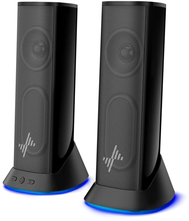 Main image of Computer Speakers for Desktop PC, Plug-and-Play RGB PC Speakers | Dual Passive Radiators for Balanced Sound, 9 RGB LED Lights, USB Power & 3.5mm AUX Audio Speakers for Monitor, Laptop&Desktop