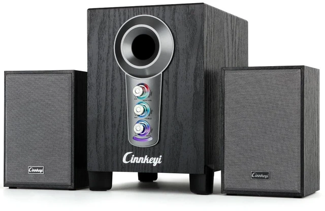 Main image of LED Computer Speakers with Subwoofer 2.1 PC Speakers | Bass/Treble Adjust, 10W+3W×2 Stereo Sound, Bluetooth 6.0 & AUX Input, USB Powered LED Compact Design for Desktop Laptop