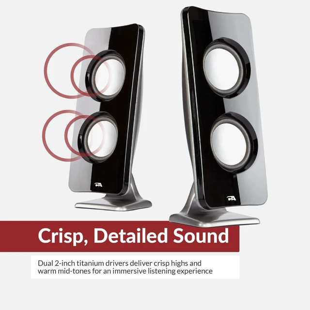 Alt view image 3 of 7 - CA-3610 2.1 Multimedia Speaker System with Subwoofer, 62 Watts Peak Power, Strong Bass, Perfect for Music, Movies, and Games