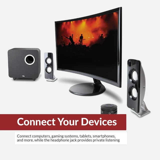 Alt view image 6 of 7 - CA-3610 2.1 Multimedia Speaker System with Subwoofer, 62 Watts Peak Power, Strong Bass, Perfect for Music, Movies, and Games