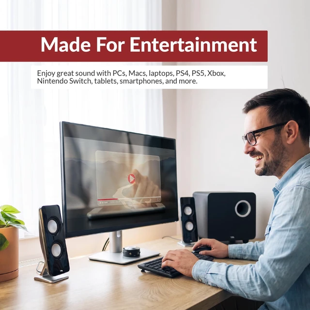 Alt view image 7 of 7 - CA-3610 2.1 Multimedia Speaker System with Subwoofer, 62 Watts Peak Power, Strong Bass, Perfect for Music, Movies, and Games