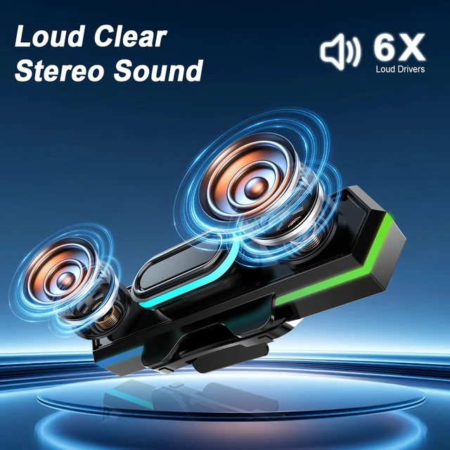 Alt view image 2 of 7 - Computer Speakers for Desktop PC, Clip-On Monitor Speaker, Cool RGB Lights | External Speakers for Laptop, USB Plug-and-Play, Stereo Loud Sound, Deep Bass, Mini Soundbar for PC/Desktop, Easy Controls