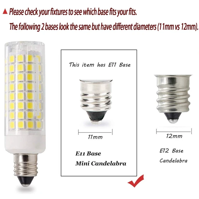 Alt view image 5 of 7 - E11 Mini Candelabra led,Dimmable 8W,80W Halogen Bulb Replacement,E11 Led Bulb,800LM,AC110V-130V,JD T3/T4,White 6000k,for Indoor Decorative Lighting(2 Packs)