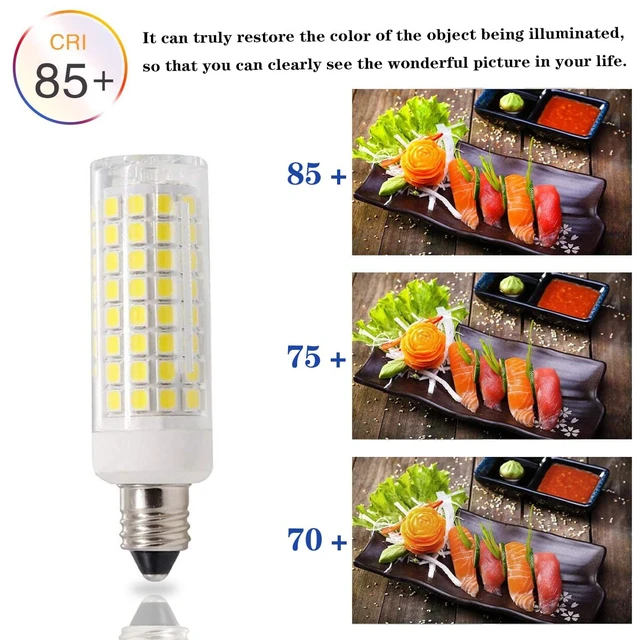 Alt view image 7 of 7 - E11 Mini Candelabra led,Dimmable 8W,80W Halogen Bulb Replacement,E11 Led Bulb,800LM,AC110V-130V,JD T3/T4,White 6000k,for Indoor Decorative Lighting(2 Packs)