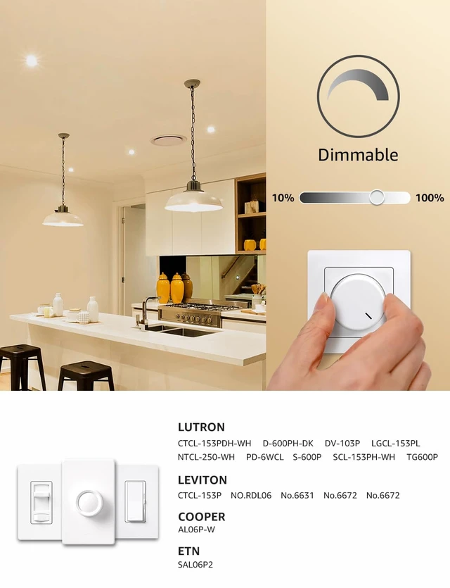 Alt view image 3 of 7 - A19 E26 Dimmable LED Light Bulbs 9.5W 800 Lumens Soft White 6 Pack | Brightness Adjustable,60W equivalent,Home lighting upgrade,Energy saving,80 CRI,Living room,Bedroom,Kitchen,Dinning room,lamp