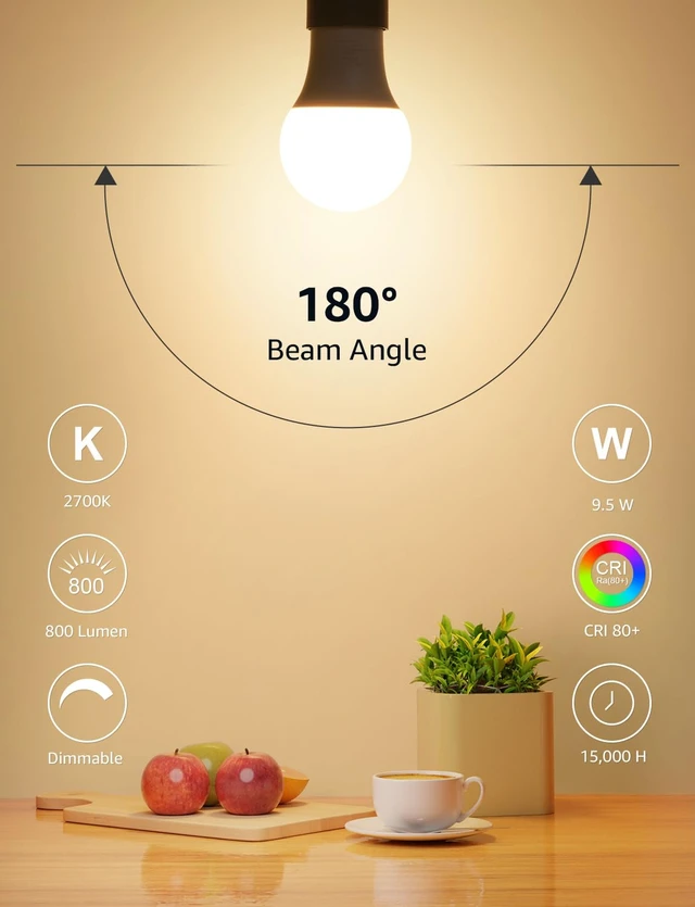 Alt view image 4 of 7 - A19 E26 Dimmable LED Light Bulbs 9.5W 800 Lumens Soft White 6 Pack | Brightness Adjustable,60W equivalent,Home lighting upgrade,Energy saving,80 CRI,Living room,Bedroom,Kitchen,Dinning room,lamp