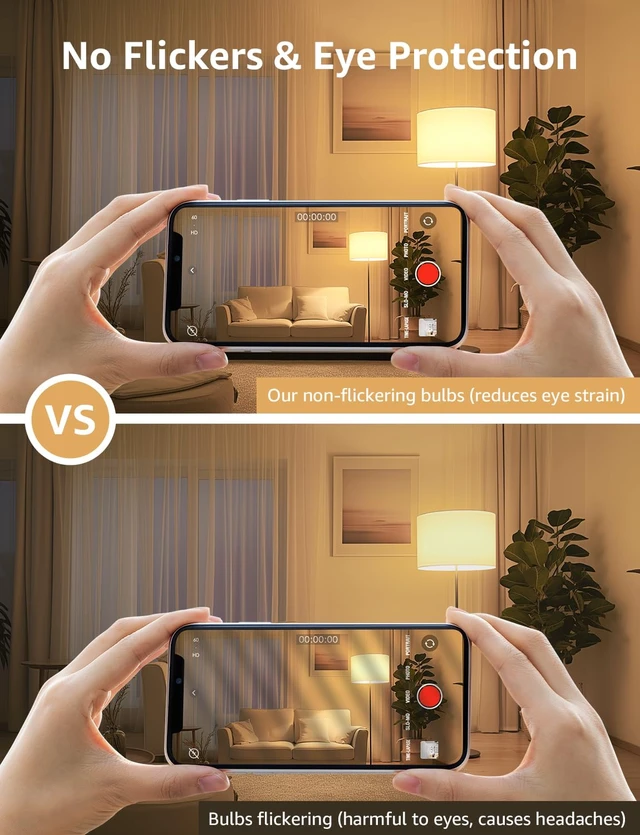 Alt view image 6 of 7 - A19 E26 Dimmable LED Light Bulbs 9.5W 800 Lumens Soft White 6 Pack | Brightness Adjustable,60W equivalent,Home lighting upgrade,Energy saving,80 CRI,Living room,Bedroom,Kitchen,Dinning room,lamp