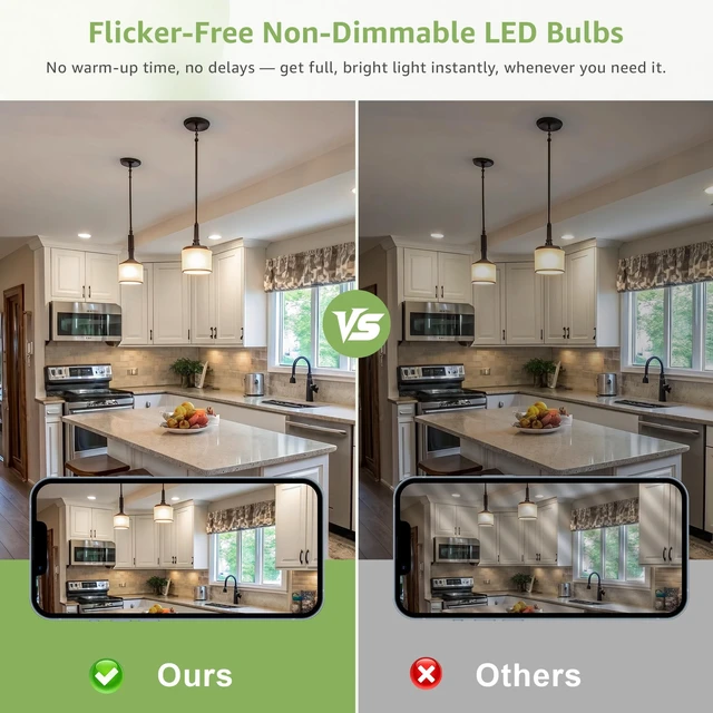 Alt view image 6 of 7 - A19 LED Light Bulbs 5000K Daylight, 9W E26 Bulbs (60W Equivalent), 800LM Non-Dimmable Standard Base for Home Kitchen Office, UL Listed with High CRI 85+, 4-Pack