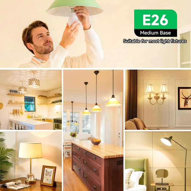 Alt view image 6 of 7 - 6 Pack A19 LED Light Bulbs 60W Equivalent Soft White 3000K | Efficient 9W Energy Saving LED Bulb, Standard E26 Base, Bright Lightbulb 800LM, CRI85+, Non-Dimmable, Bedroom Living Room