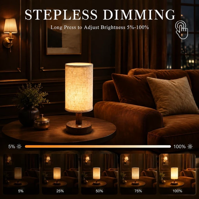 Alt view image 3 of 7 - Mini Cordless Bedside Lamp, Touch Rechargeable LED Night Light | Minimalist Portable Lamp, 3 Color Modes, Stepless Dimmable, 4000mAh Battery, Decor for Bedroom & Living Room