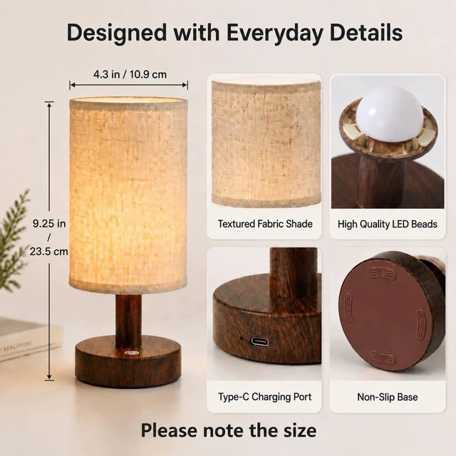 Alt view image 6 of 7 - Mini Cordless Bedside Lamp, Touch Rechargeable LED Night Light | Minimalist Portable Lamp, 3 Color Modes, Stepless Dimmable, 4000mAh Battery, Decor for Bedroom & Living Room