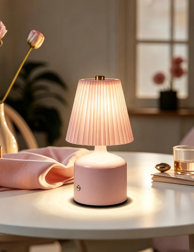 Main image of Table Lamp for Bedroom, Small Bedside Lamp Warm Light Touch Nightstand Lamp | Pink Lamp with 3 Color Stepless Dimming, Pleated Shade & Metal Base, Cozy Light for Living Room, Bookshelf, Dorm