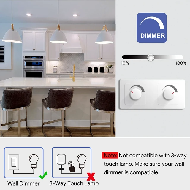 Alt view image 3 of 7 - A19 Dimmable LED Light Bulbs, 60 Watt Equivalent 9W, 3000K Warmwhite, 800LM E26 Medium Base, 1,5000 Hour Lifespan, Energy Saving Light Bulbs for Bedroom Living Room Home OfficeETL/UL Listed, 12 Pack
