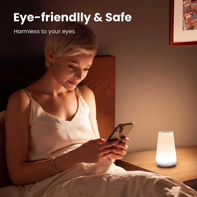Alt view image 5 of 7 - Telecontrol Night Light Touch Lamp: 13 Colors, 5 Brightness, White | TableBedside Lamp 1500mAh USB Rechargeable - 3 Lighting Modes, 1/2/4/6H Auto - Off For Nursery & Bedroom & Camping