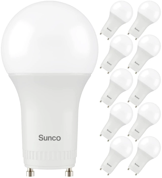 Main image of 10 Pack A19 GU24 LED Light Bulbs, 2 Prong, 9W=60W, 2700K, Dimmable | 800LM, Soft White, Twist Lock Pin Base, For Lamps, Sconces, Ceiling Fixtures, Instant On