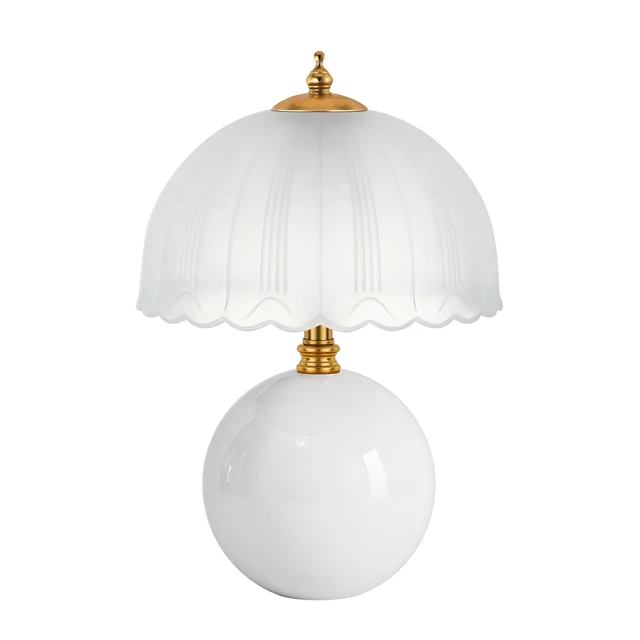 Alt view image 2 of 7 - Mushroom Table Lamp, Ceramic Bedside Lamp with Glass Shade, 3-Way Lighting (2700K-5000K) Rocker Switch, Small Nightstand Lamp for Bedroom, Living Room, Office, White