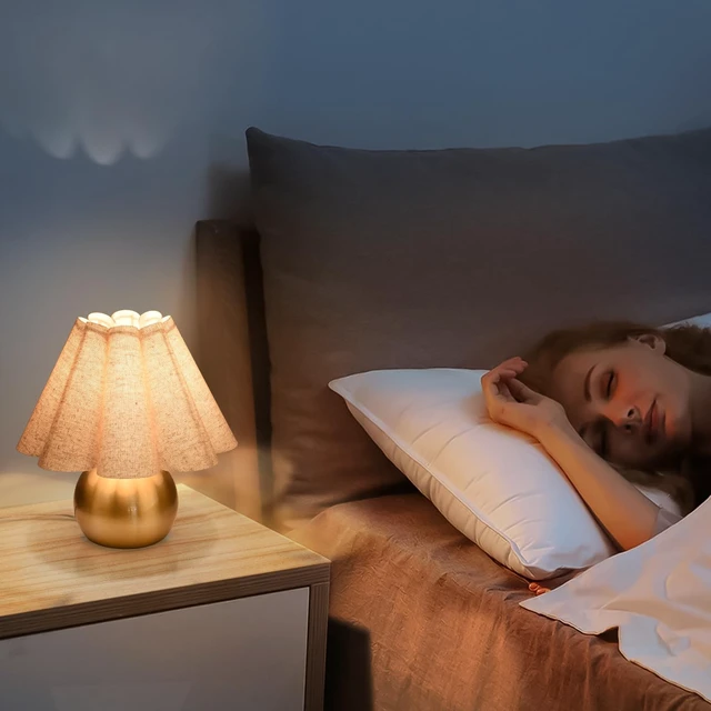 Alt view image 7 of 7 - Gold Small Bedside Table Lamp for Bedroom, Brass Gold Bedroom Lamps for Nightstand, Cute Mini Table Lamps for Small Spaces with Scalloped Shade for Kitchen Counter, Bookshelf, Living Room, Kids Dorm