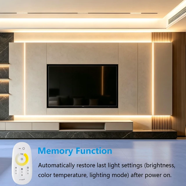 Alt view image 5 of 7 - 24V 32.8ft CCT COB LED Strip Lights with Remote and Power Supply | 2700K-6500K Dimmable Adhesive LED Tape Light CRI 93, LED Lights for Bedroom, Living Room, Kitchen, Office, 80W 800lm/m