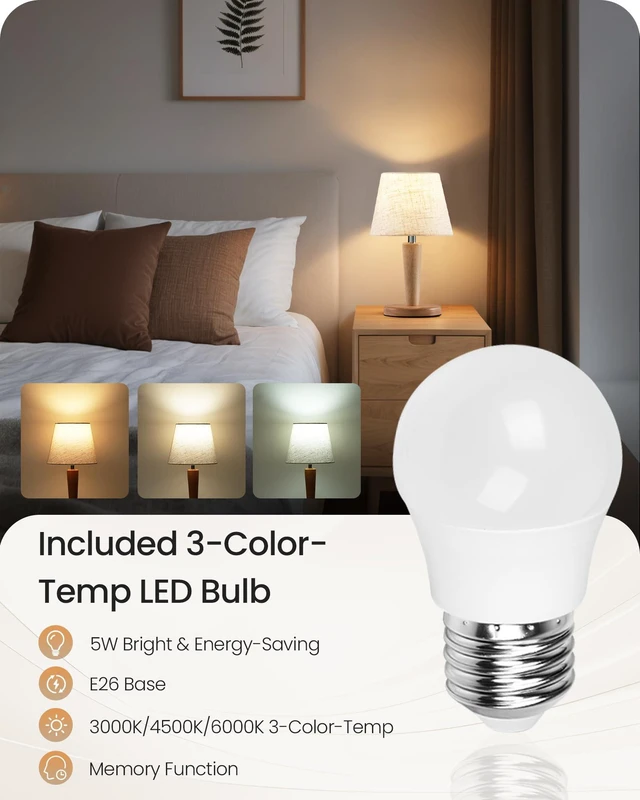 Alt view image 3 of 7 - 12" Wood Bedside Table Lamps Set of 2, Small Desk Lamps for Small Places, 3 Color Temperatures with Memory, Beige Linen Shade & E26 Bulbs, for Bedroom Living Room Office ME13TLP205