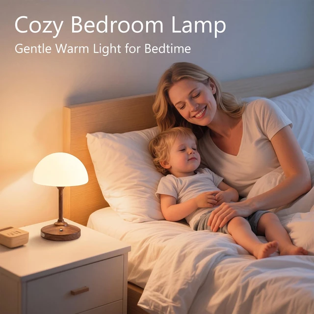 Alt view image 5 of 7 - Table Lamp Cordless Lamp,5000mAh Rechargeble Battery Operated Lamp | 11.02" Small Bedside Desk Lamps for Living Room Bedroom Decor,Dimmable Portable Table Lamps with Glass Shade-Walnut Grain