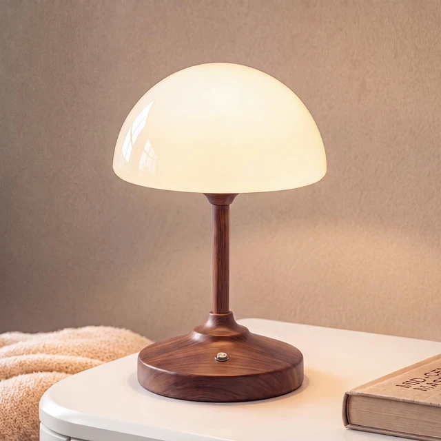 Main image of Table Lamp Cordless Lamp,5000mAh Rechargeble Battery Operated Lamp | 11.02" Small Bedside Desk Lamps for Living Room Bedroom Decor,Dimmable Portable Table Lamps with Glass Shade-Walnut Grain