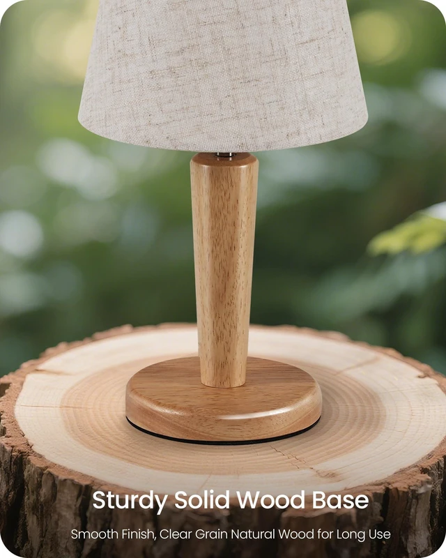 Alt view image 5 of 7 - 12" Wood Bedside Table Lamps Set of 2, Small Desk Lamps for Small Places, 3 Color Temperatures with Memory, Beige Linen Shade & E26 Bulbs, for Bedroom Living Room Office ME13TLP205