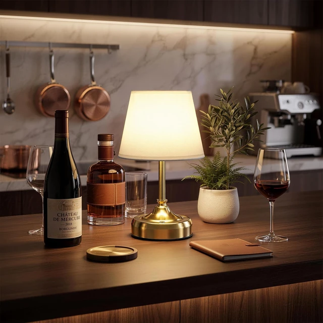 Alt view image 4 of 7 - Small Cordless Table Lamp Rechargeable Gold | 6000mAh Battery Operated Stepless Dimming Touch Control Portable LED for Nightstand Bedroom Living Room Restaurant Home Décor