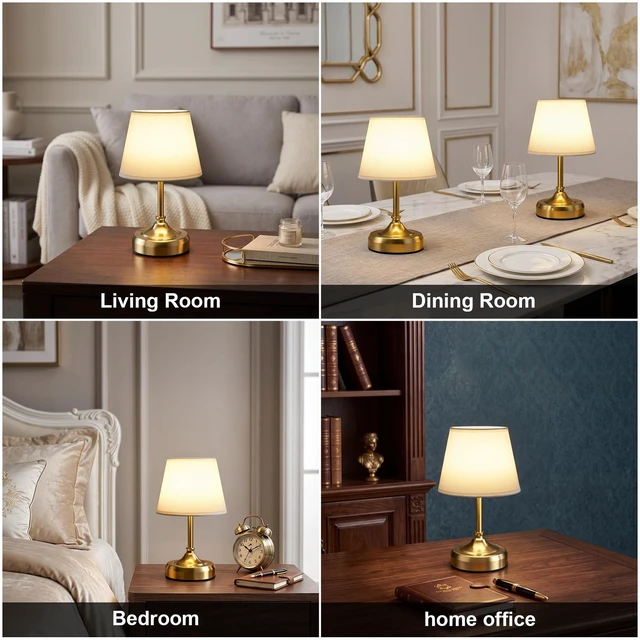 Alt view image 6 of 7 - Small Cordless Table Lamp Rechargeable Gold | 6000mAh Battery Operated Stepless Dimming Touch Control Portable LED for Nightstand Bedroom Living Room Restaurant Home Décor