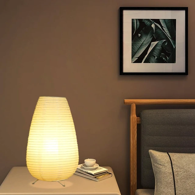 Alt view image 2 of 6 - Small Table Lamp, Cute Paper Lamp, Ambient Lighting Lamp, Cozy Bedside Lamp, Minimalist Warm Glow Light for Bedroom Living Room Kids Room Dorm