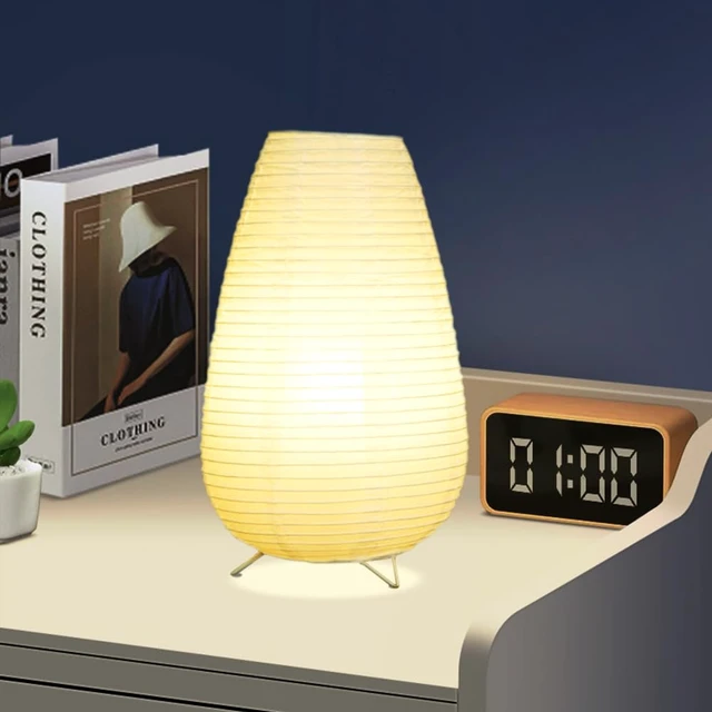 Alt view image 3 of 6 - Small Table Lamp, Cute Paper Lamp, Ambient Lighting Lamp, Cozy Bedside Lamp, Minimalist Warm Glow Light for Bedroom Living Room Kids Room Dorm