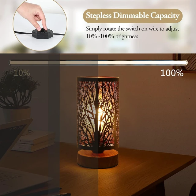 Alt view image 2 of 6 - Black Rustic Table Lamp for Bedroom Small space Farmhouse Dimmable Bedside Lamps for Night stand Desk , Industrial Nightstand lamp with Metal Lampshade for Living Room Decoration bulb included