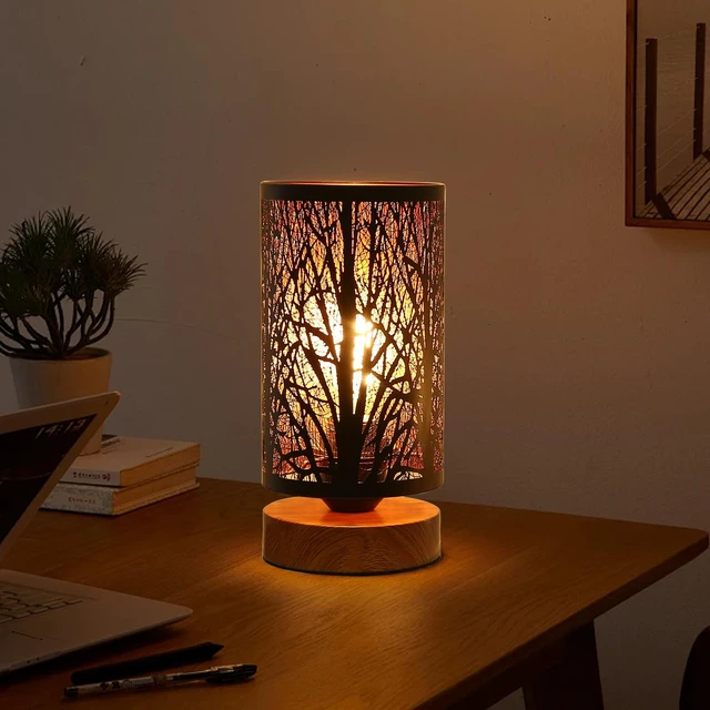 Alt view image 6 of 6 - Black Rustic Table Lamp for Bedroom Small space Farmhouse Dimmable Bedside Lamps for Night stand Desk , Industrial Nightstand lamp with Metal Lampshade for Living Room Decoration bulb included