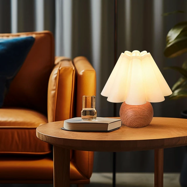 Alt view image 4 of 7 - Cute Small Table Lamp, Modern Bedside Nightstand Lamp with Beige Lampshade, Metal Base for Bedroom Home Office Decor (Without Buld