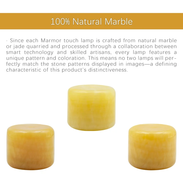 Alt view image 2 of 7 - Marble Lamp Night Light Pat Lamp Touch Bedside Table Lamp for Bedroom Type-C Rechargeable Small Desk Bedside Small Lamps Eye Caring Dimmable LED Ambient Lamp Golden Jade