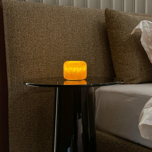 Alt view image 7 of 7 - Marble Lamp Night Light Pat Lamp Touch Bedside Table Lamp for Bedroom Type-C Rechargeable Small Desk Bedside Small Lamps Eye Caring Dimmable LED Ambient Lamp Golden Jade