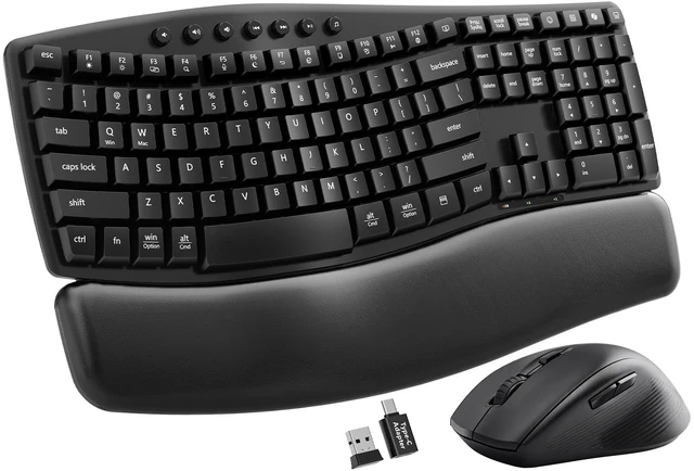 Main image of Ergonomic Wireless Keyboard and Mouse Combo, Wave Design, 30dB Ultra Quiet