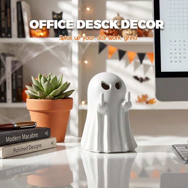 Alt view image 3 of 7 - Halloween Decorations Indoor, 3.4-Inch Mini Figurine Ghost Decor | Light Up Resin Ghost Statue for Spooky Home Decor, Tabletop Novelty Prank Decorations, Halloween Party Desk Decor